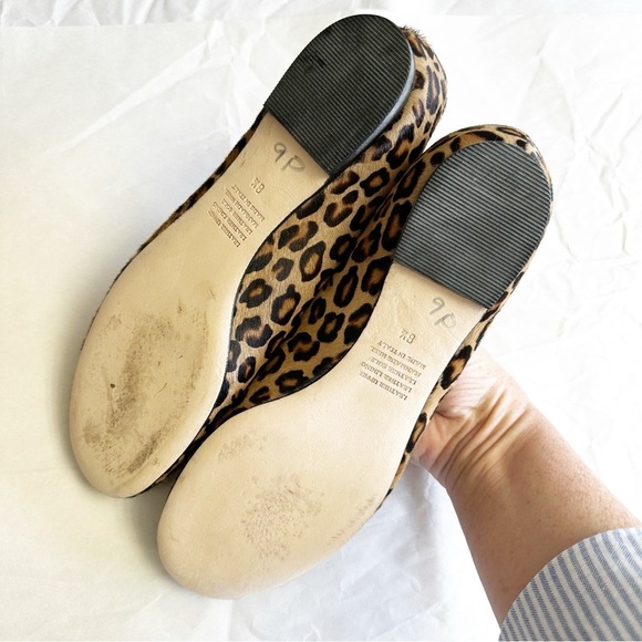 Garnet Hill Women’s Leopard Petra Signature Ballet Flat Leather Handmade Italy - Picture 6 of 11